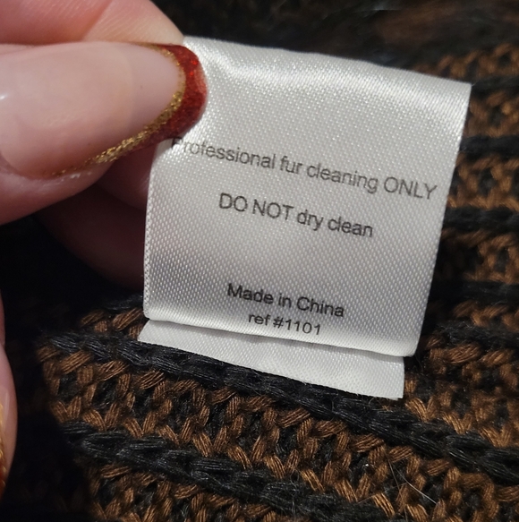 Vintage Dana Stein Collared Blue Brown Rabbit Racoon Fur Vest Coat Size XL - Picture 15 of 15